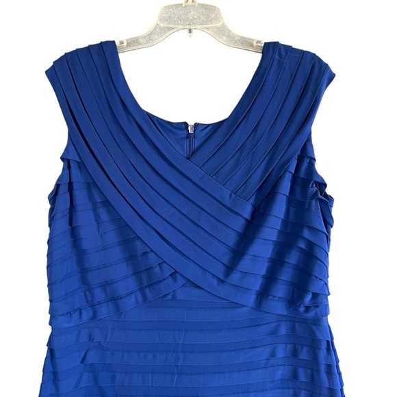 ADRIANNA PAPELL WOMAN Shutter Pleat Jersey Dress Electric Blue Size 16W - Picture 3 of 11
